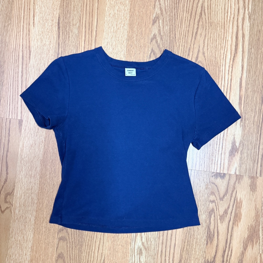 TNA Sunday Best Navy Blue cropped T-Shirt